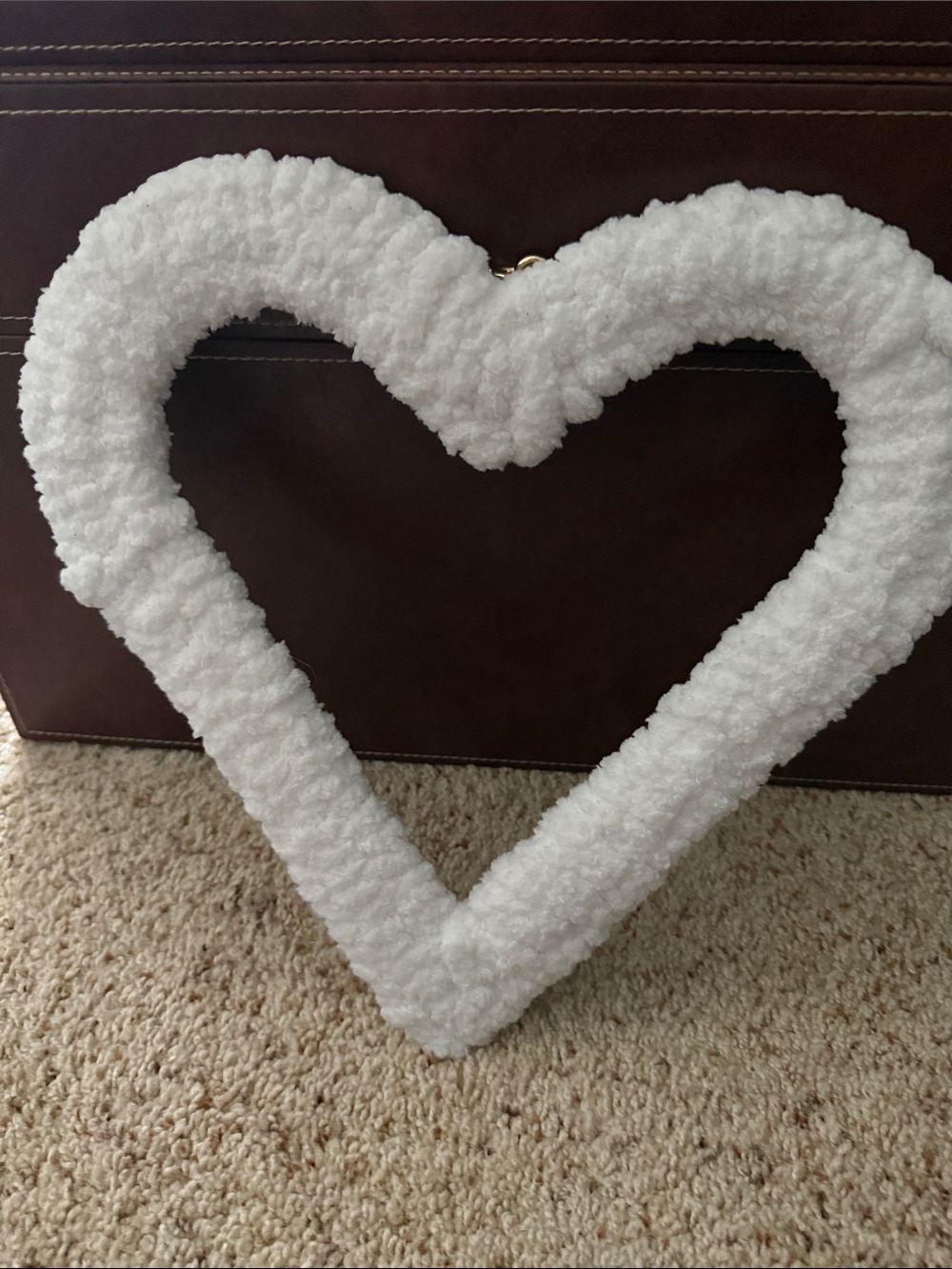 White Yarn Heart Shaped Wreath